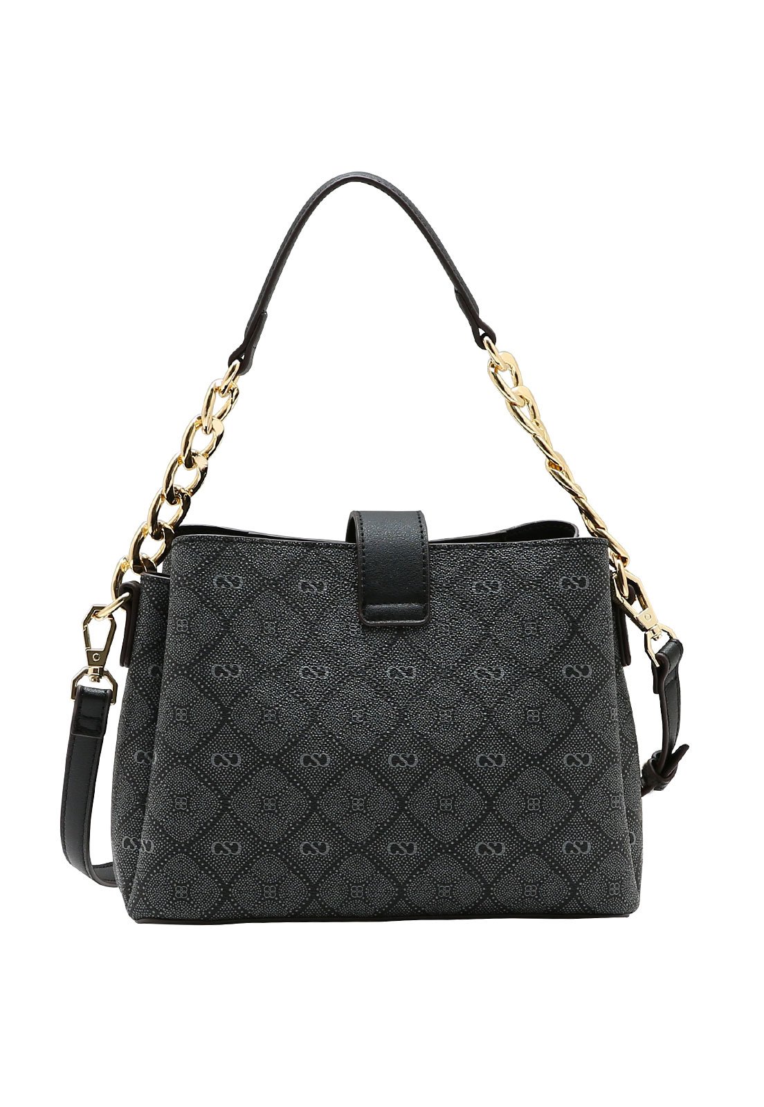 Bolsa Feminina Chenson Mão Monograma Pontilhado Preto 3