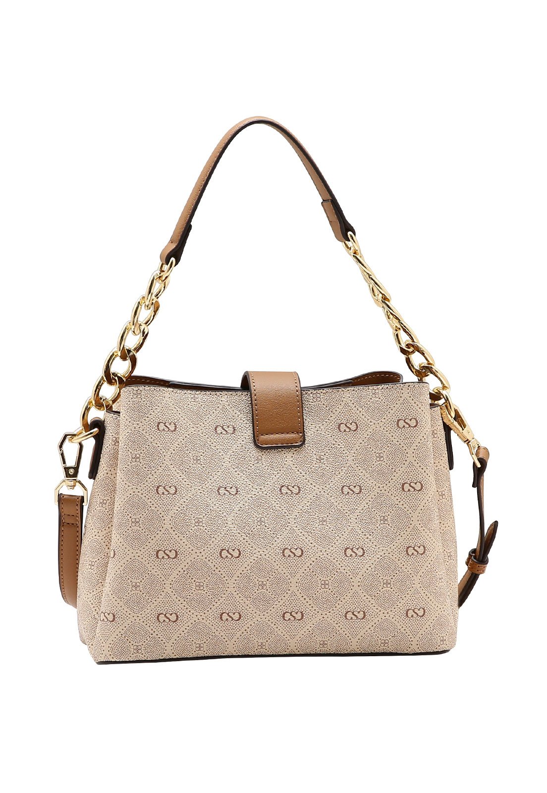 Bolsa Feminina Chenson Mão Monograma Pontilhado Bege 3