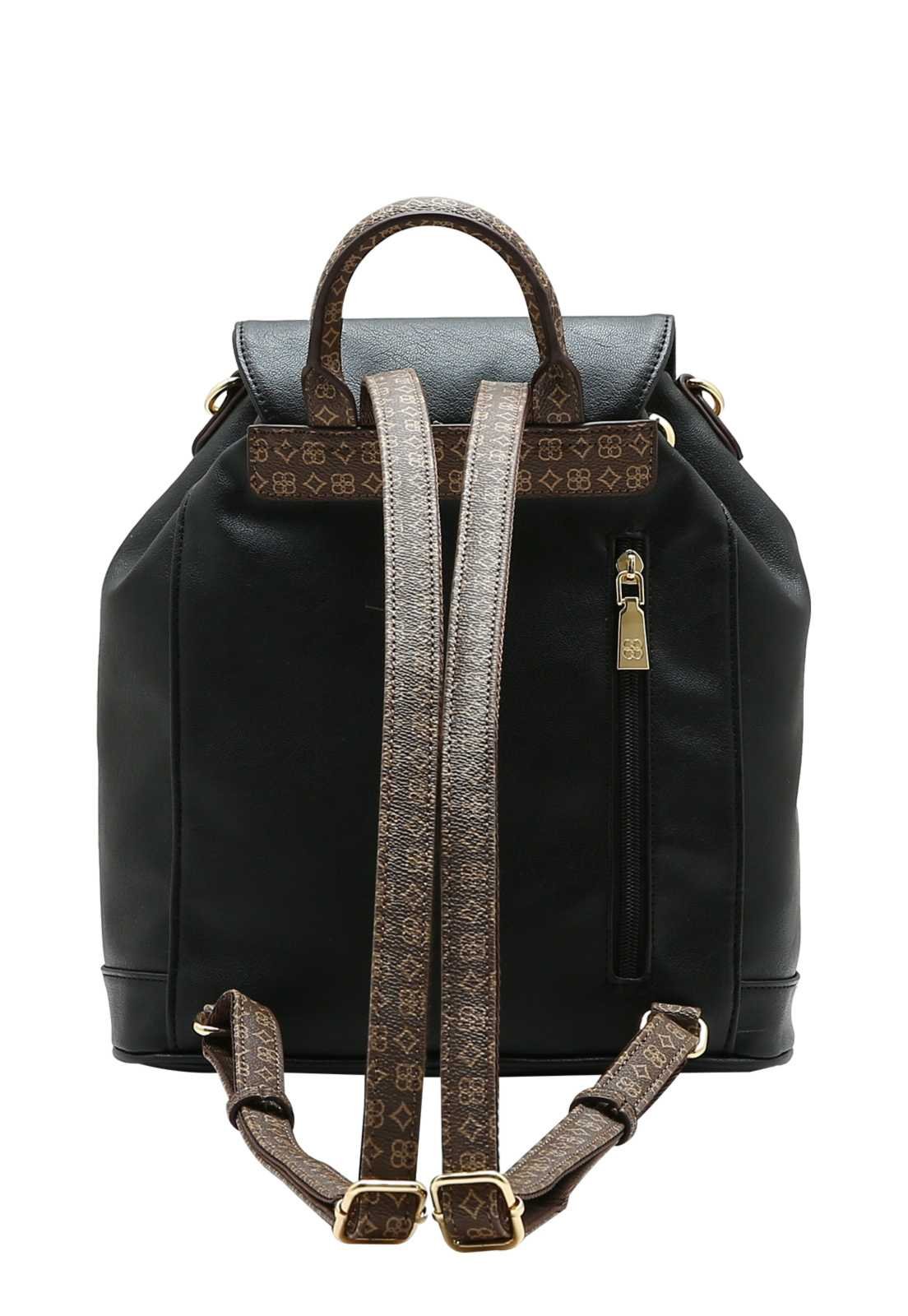 Mochila Feminina Chenson Detalhe Monograma Preto 3