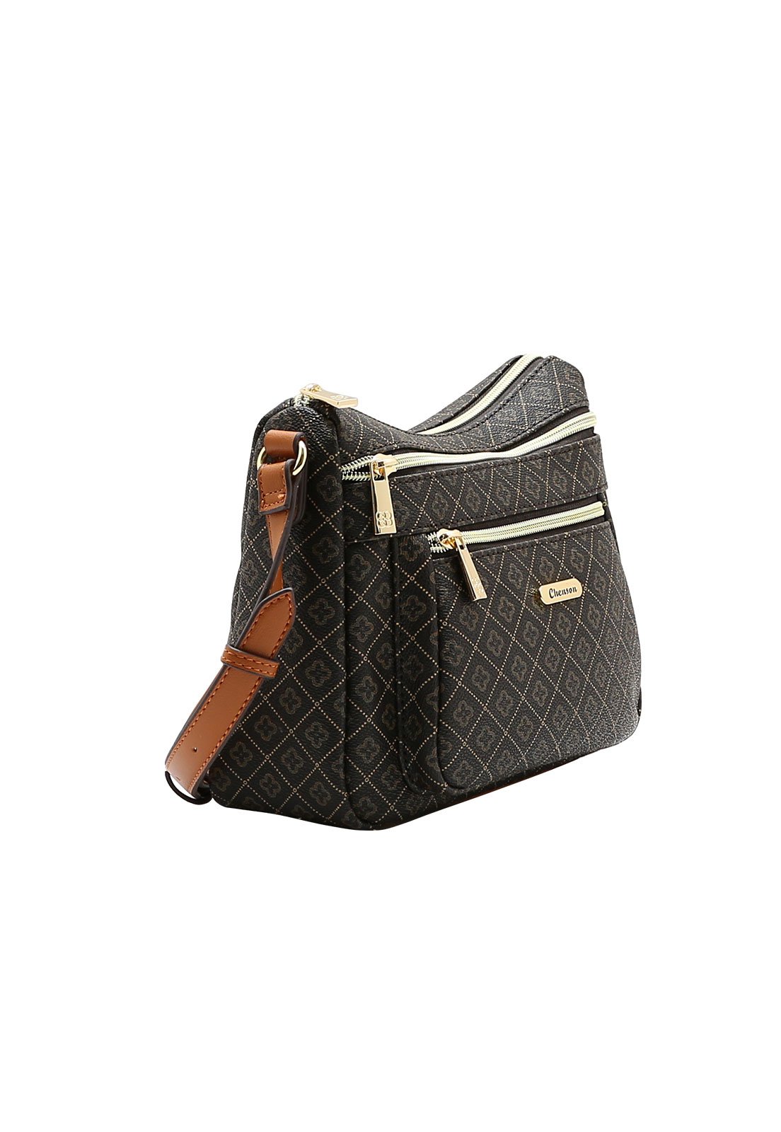 Bolsa Feminina Chenson Transversal Elemento Gráfico Café 2