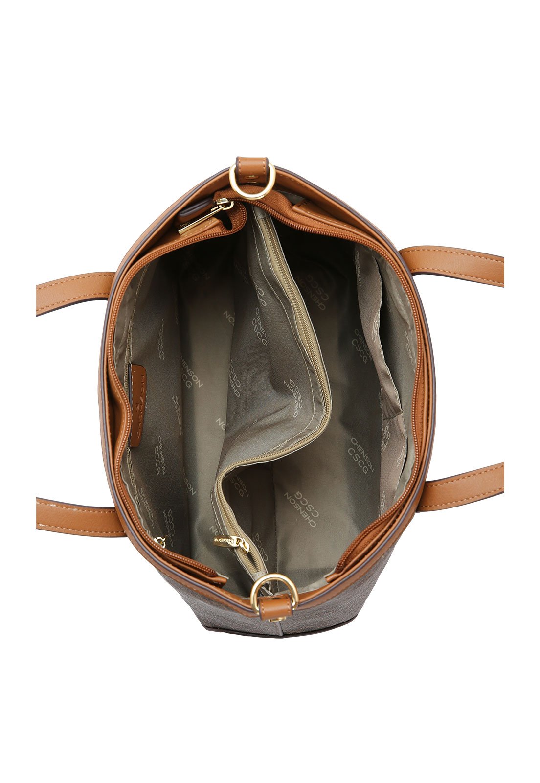 Bolsa Feminina Chenson Mão New Elemento Gráfico Café 4