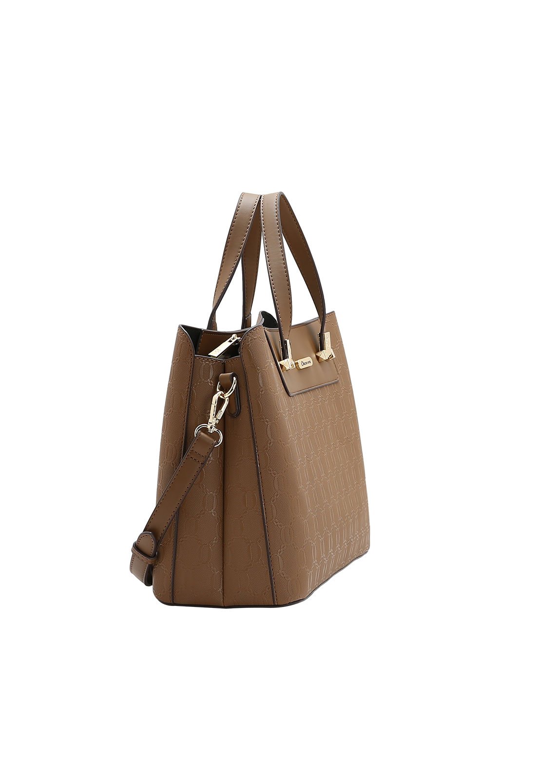 Bolsa Feminina Chenson Mão Textura Em Corrente Marrom 2