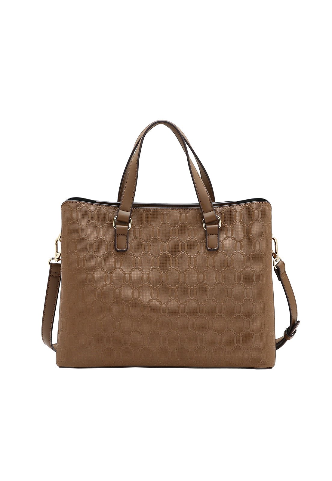 Bolsa Feminina Chenson Mão Textura Em Corrente Marrom 3