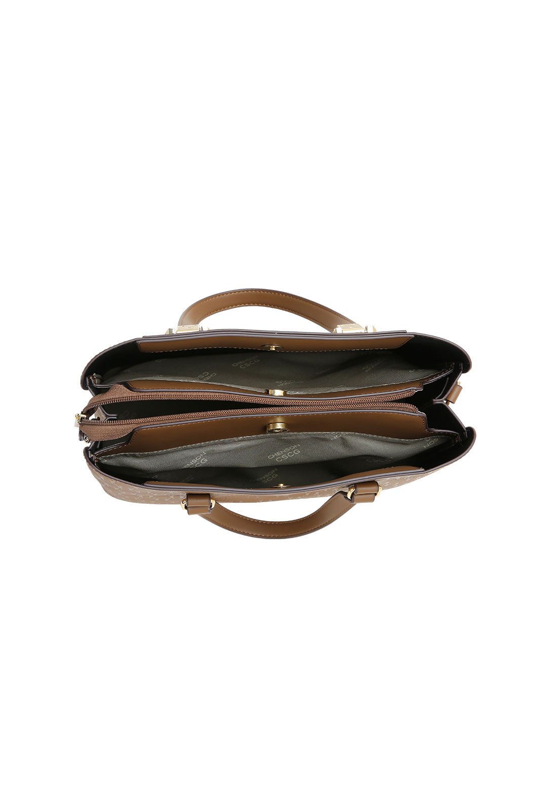 Bolsa Feminina Chenson Mão Textura Em Corrente Marrom 4