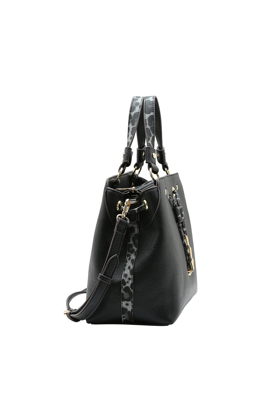 Bolsa Feminina Chenson Mão detalhe Animal Print Preto 2