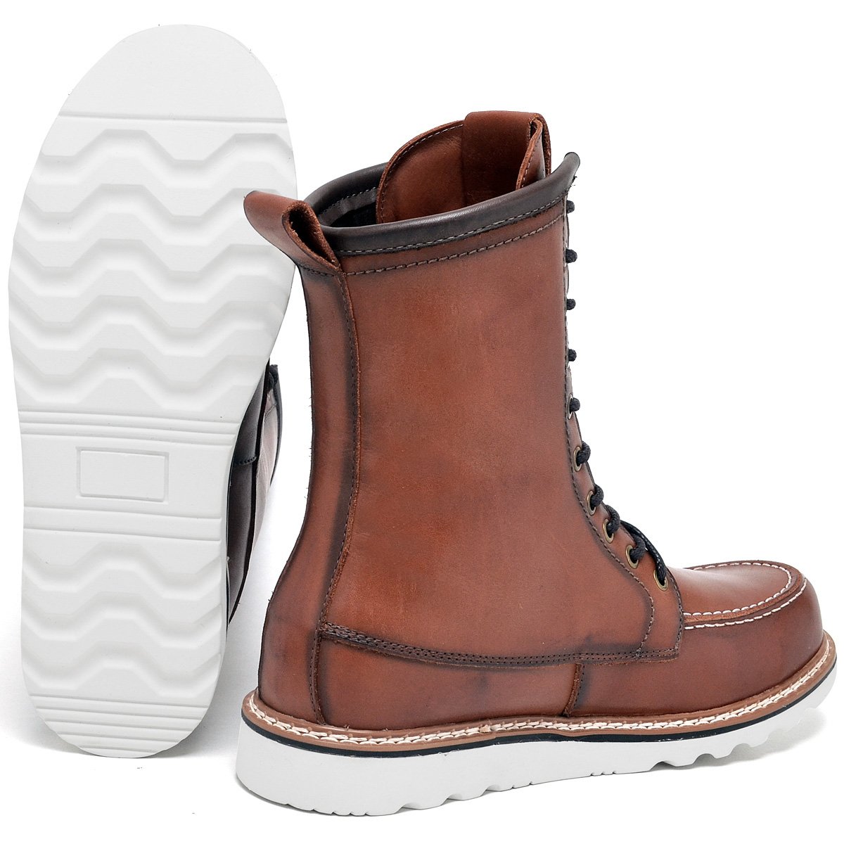 Bota Coturno Social Masculina Cano Alto Casual Confort Marrom 4