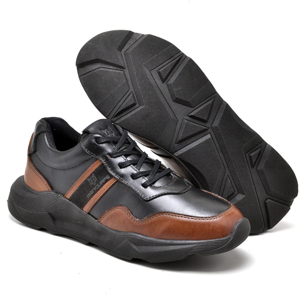 TÊNIS MASCULINO CANO CURTO EM COURO CONFORTÁVEL Marrom 2