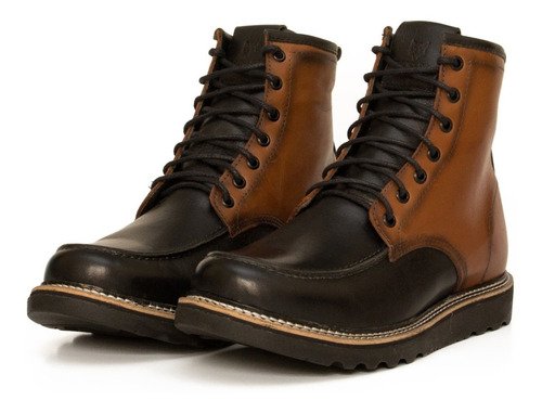 Bota Coturno Vintage Masculino Couro Preto/Avelã 1