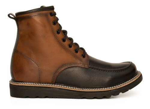 Bota Coturno Vintage Masculino Couro Preto/Avelã 2