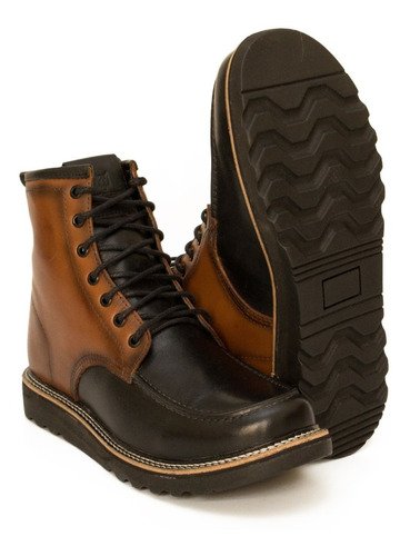 Bota Coturno Vintage Masculino Couro Preto/Avelã 4