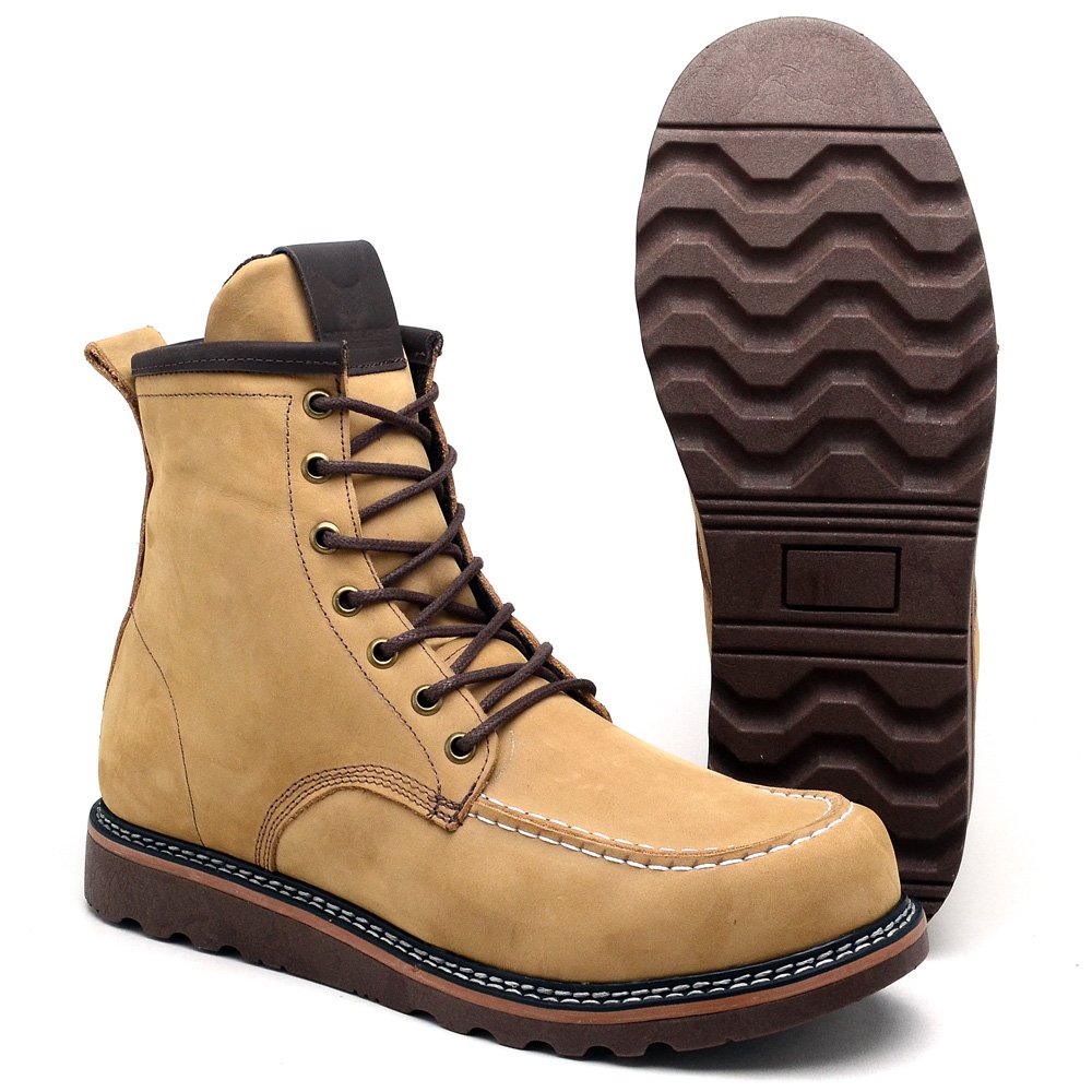 Bota Coturno Moc Toe Cano Médio, Resistente e Autêntica Bege 2