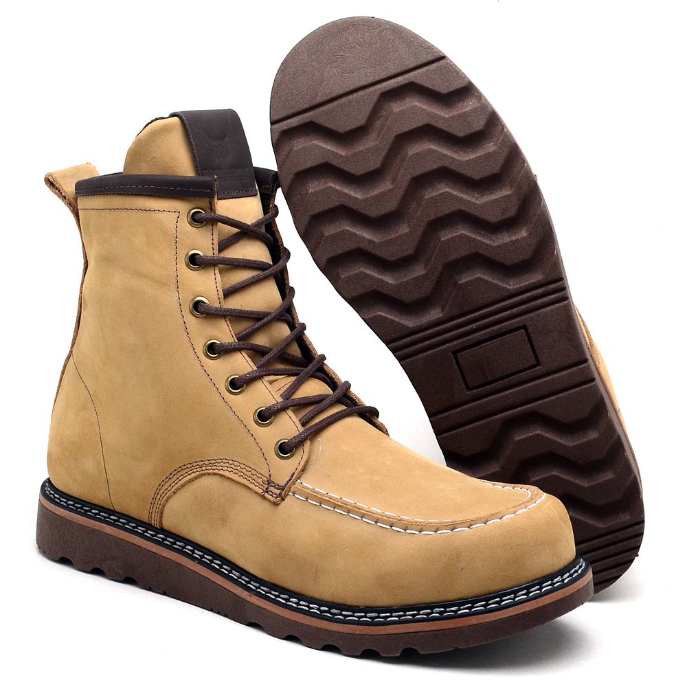 Bota Coturno Moc Toe Cano Médio, Resistente e Autêntica Bege 3