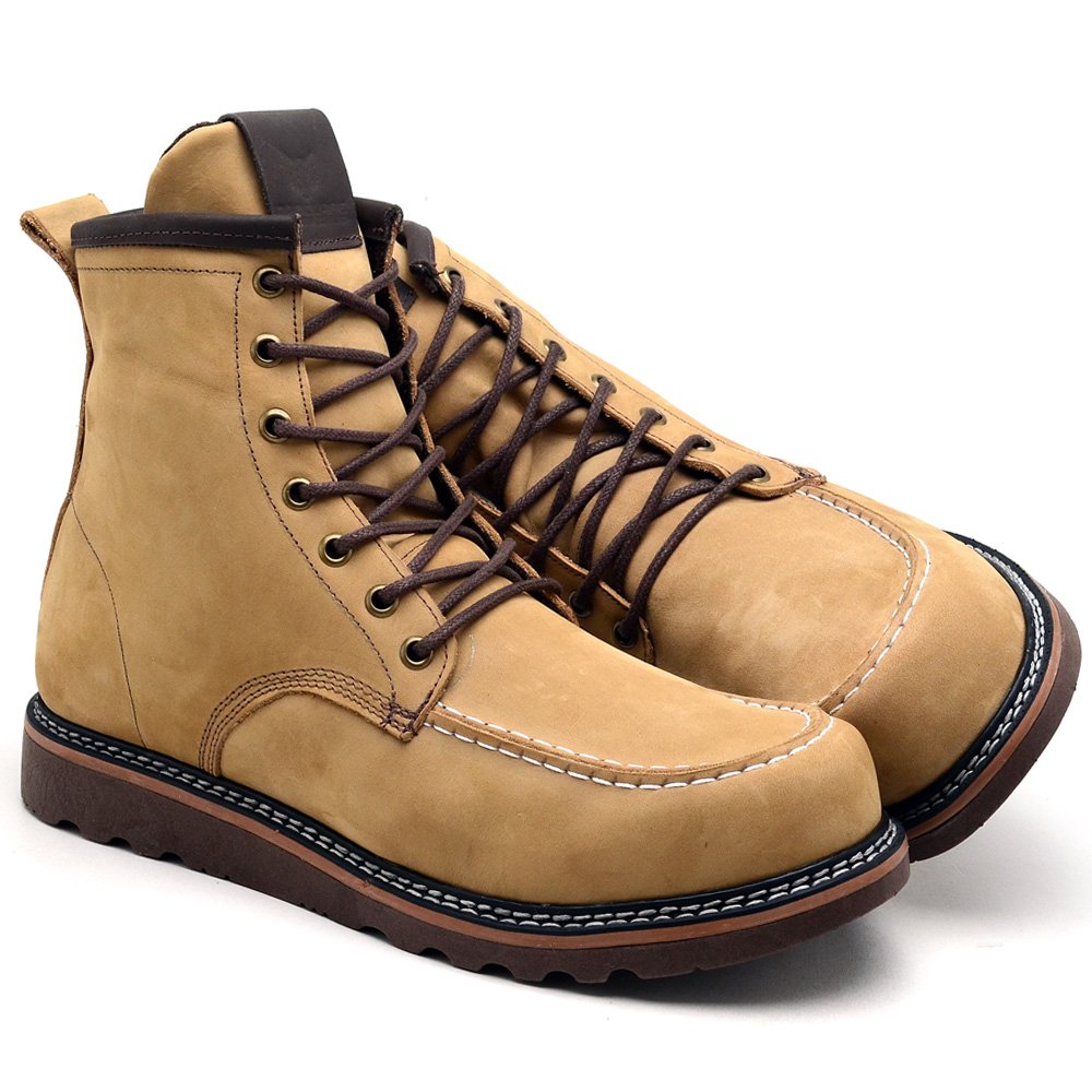 Bota Coturno Moc Toe Cano Médio, Resistente e Autêntica Bege 5