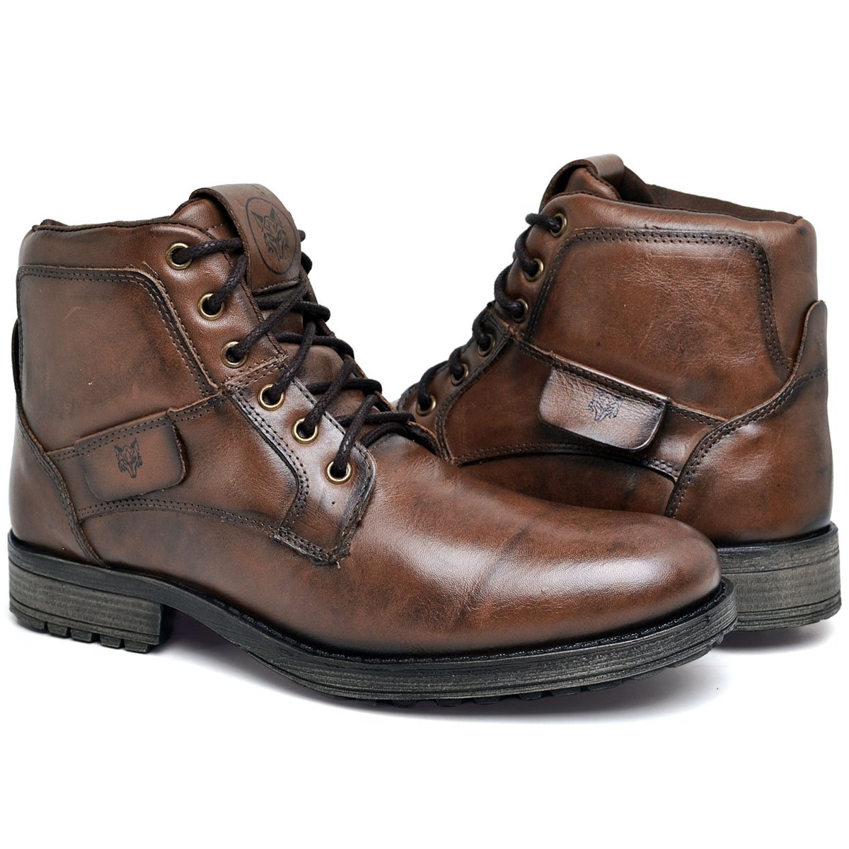 Bota Botina Coturno Masculino Couro Lactego Marrom 2