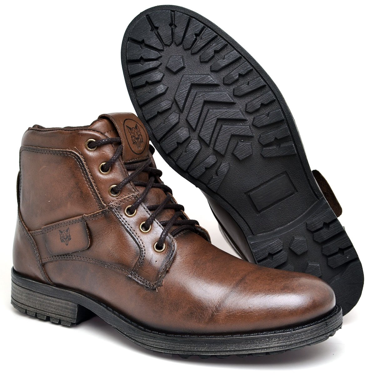 Bota Botina Coturno Masculino Couro Lactego Marrom 3