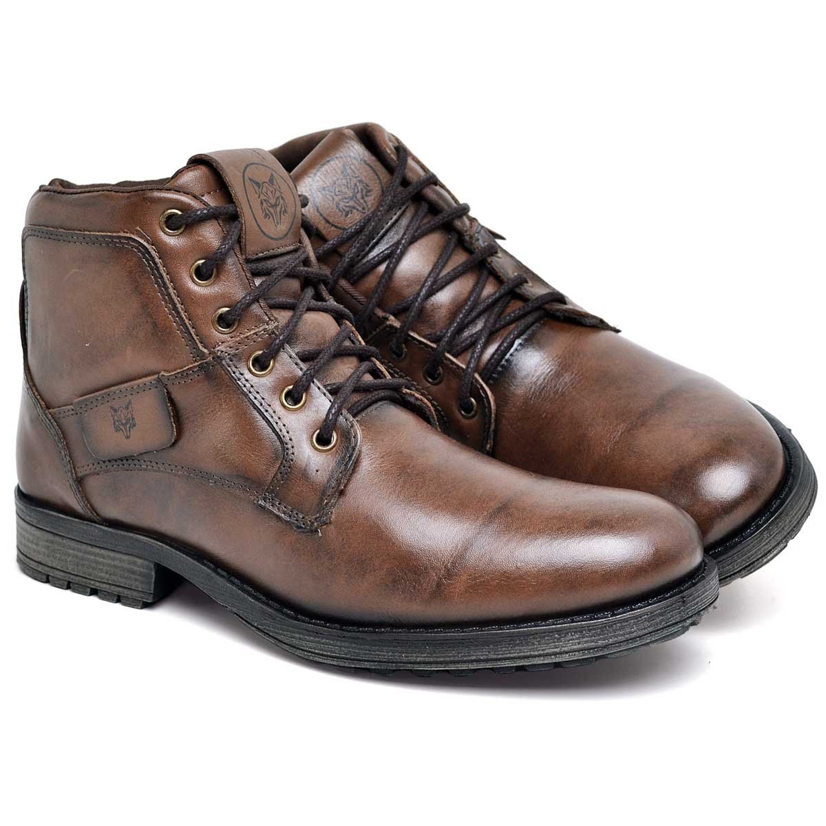 Bota Botina Coturno Masculino Couro Lactego Marrom 4