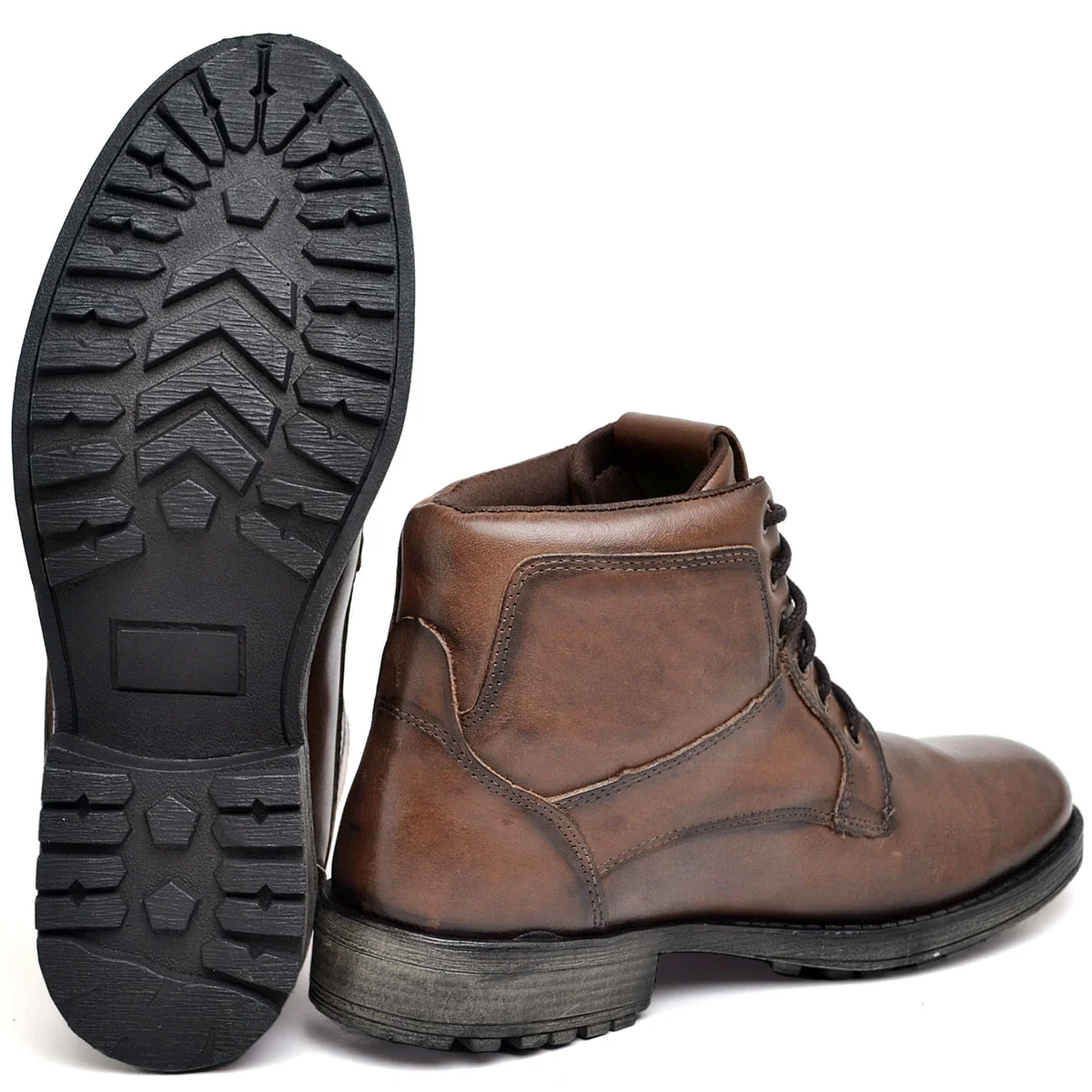 Bota Botina Coturno Masculino Couro Lactego Marrom 5