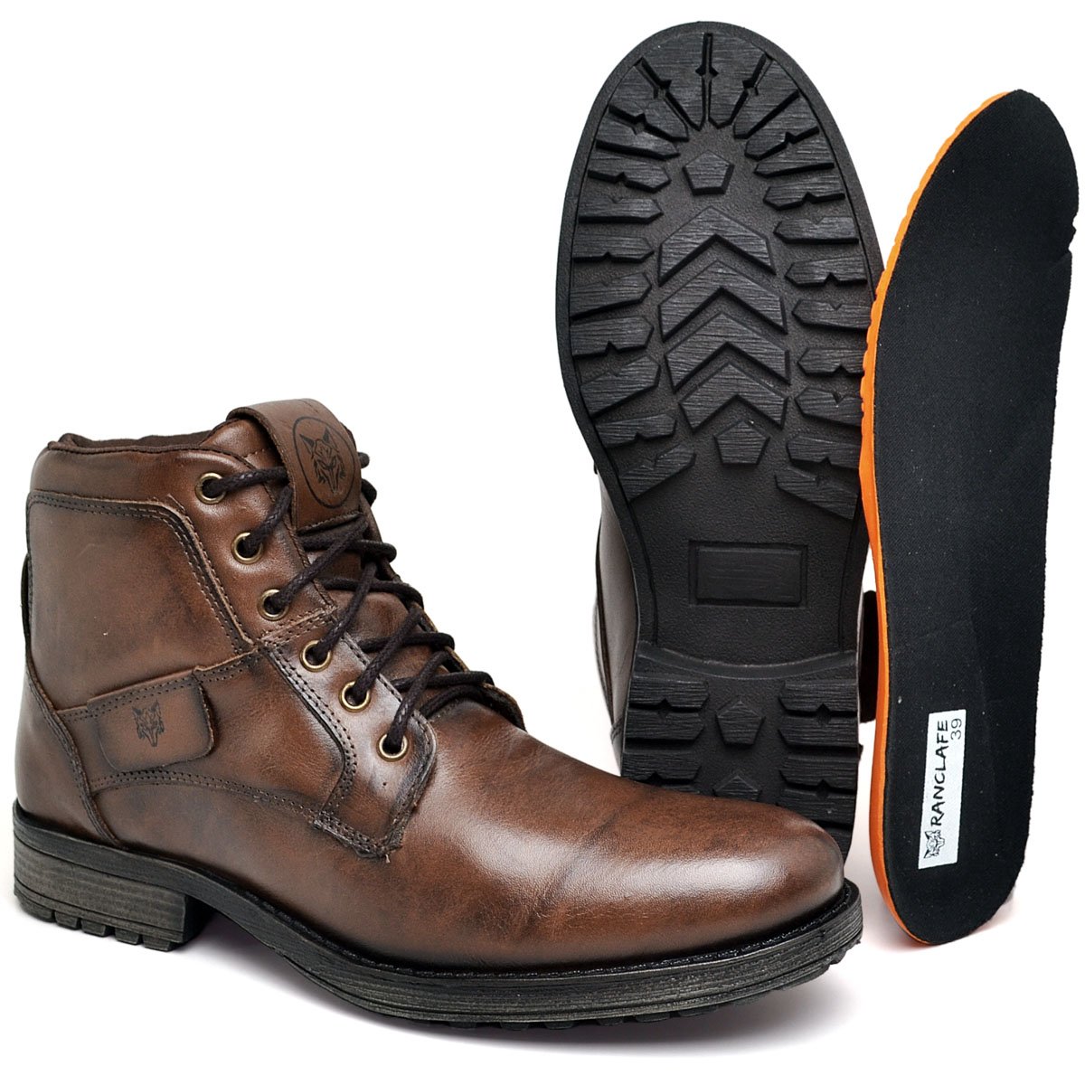 Bota Botina Coturno Masculino Couro Lactego Marrom 6