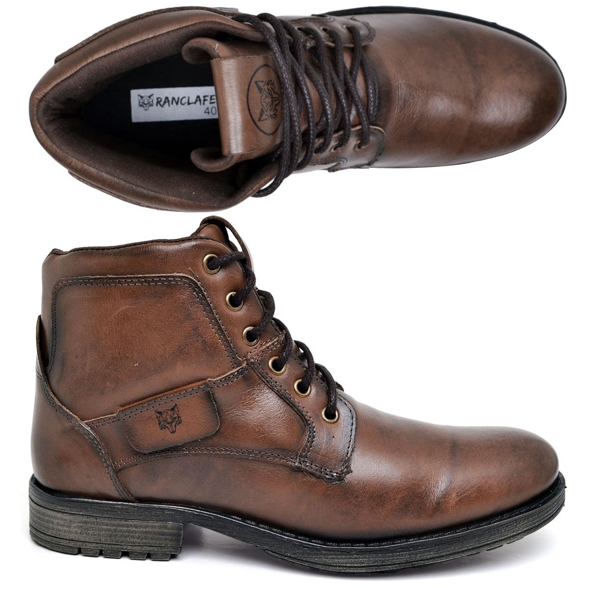 Bota Botina Coturno Masculino Couro Lactego Marrom 7