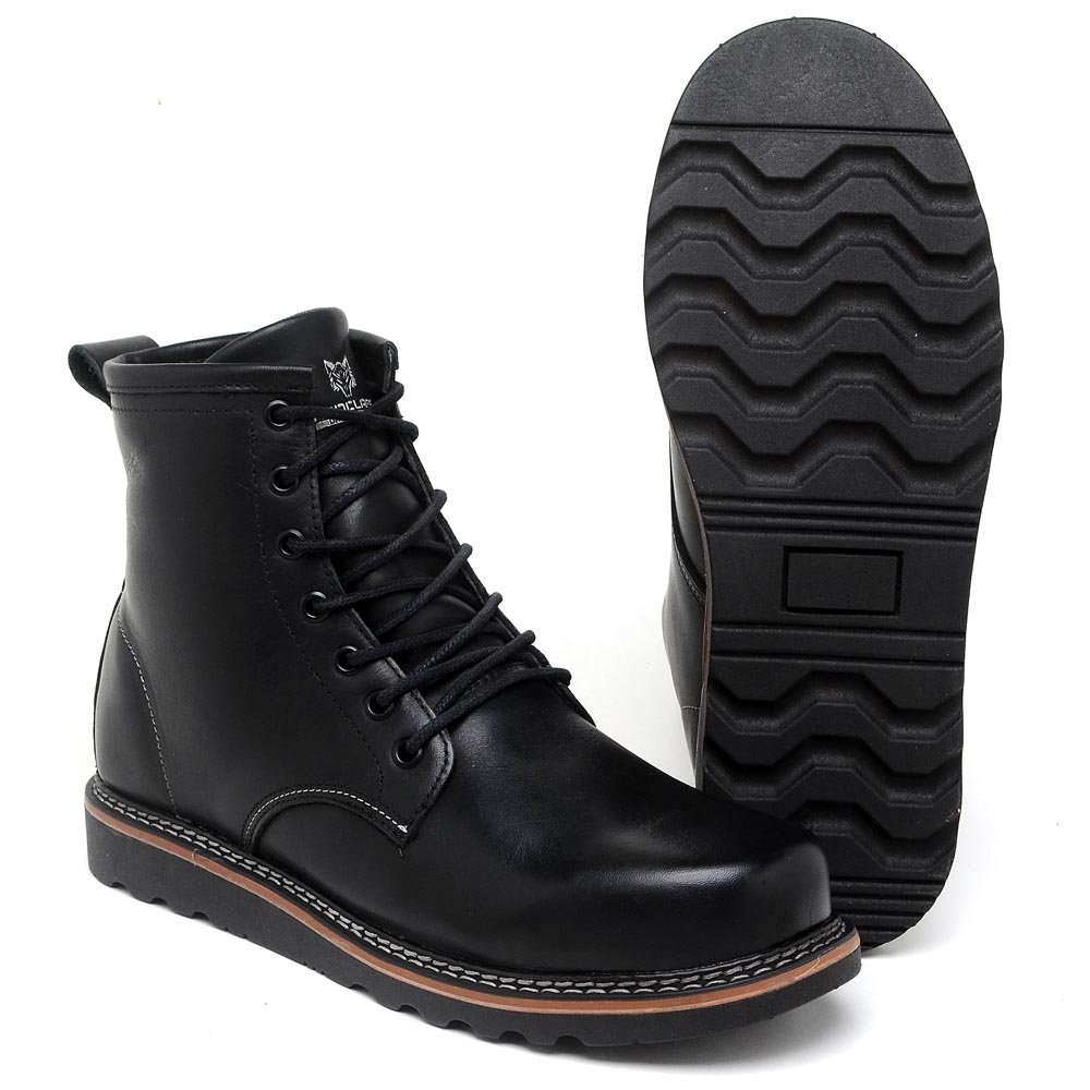 Bota Coturno Moc Toe  Couro Látego e Conforto Premium Preto 4