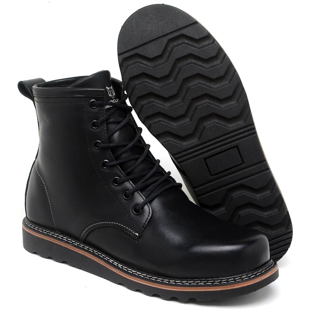Bota Coturno Moc Toe  Couro Látego e Conforto Premium Preto 5