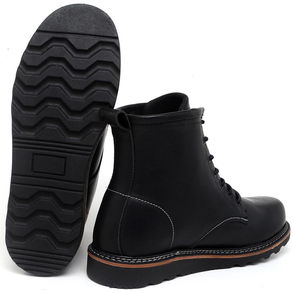 Bota Coturno Moc Toe  Couro Látego e Conforto Premium Preto 6