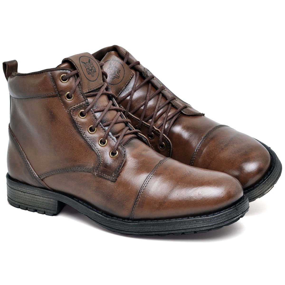 Bota Botina Coturno Masculino Couro Nobre Marrom 2