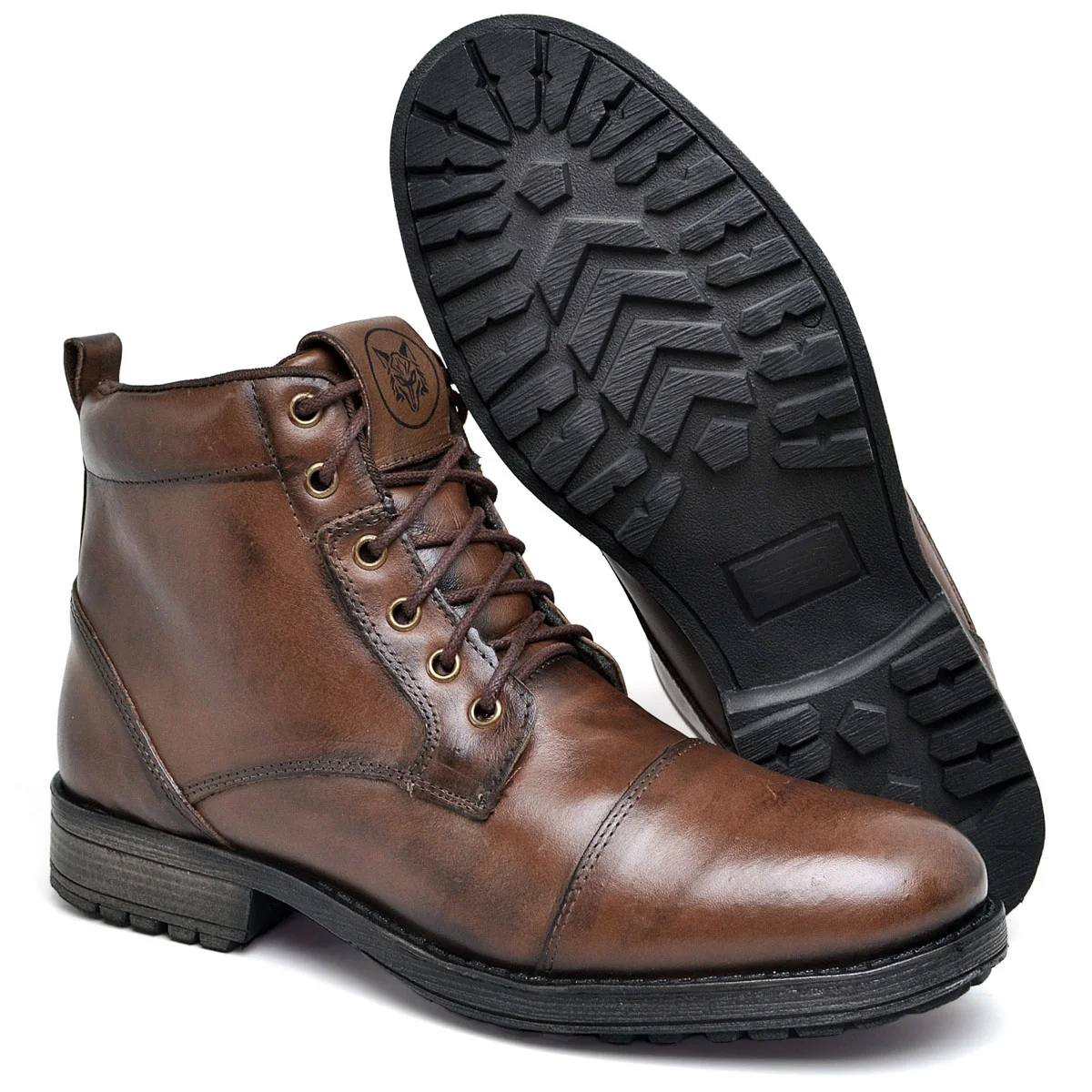 Bota Botina Coturno Masculino Couro Nobre Marrom 3