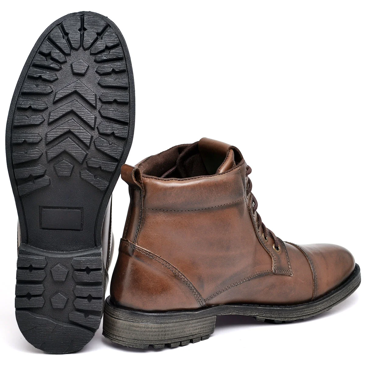 Bota Botina Coturno Masculino Couro Nobre Marrom 4