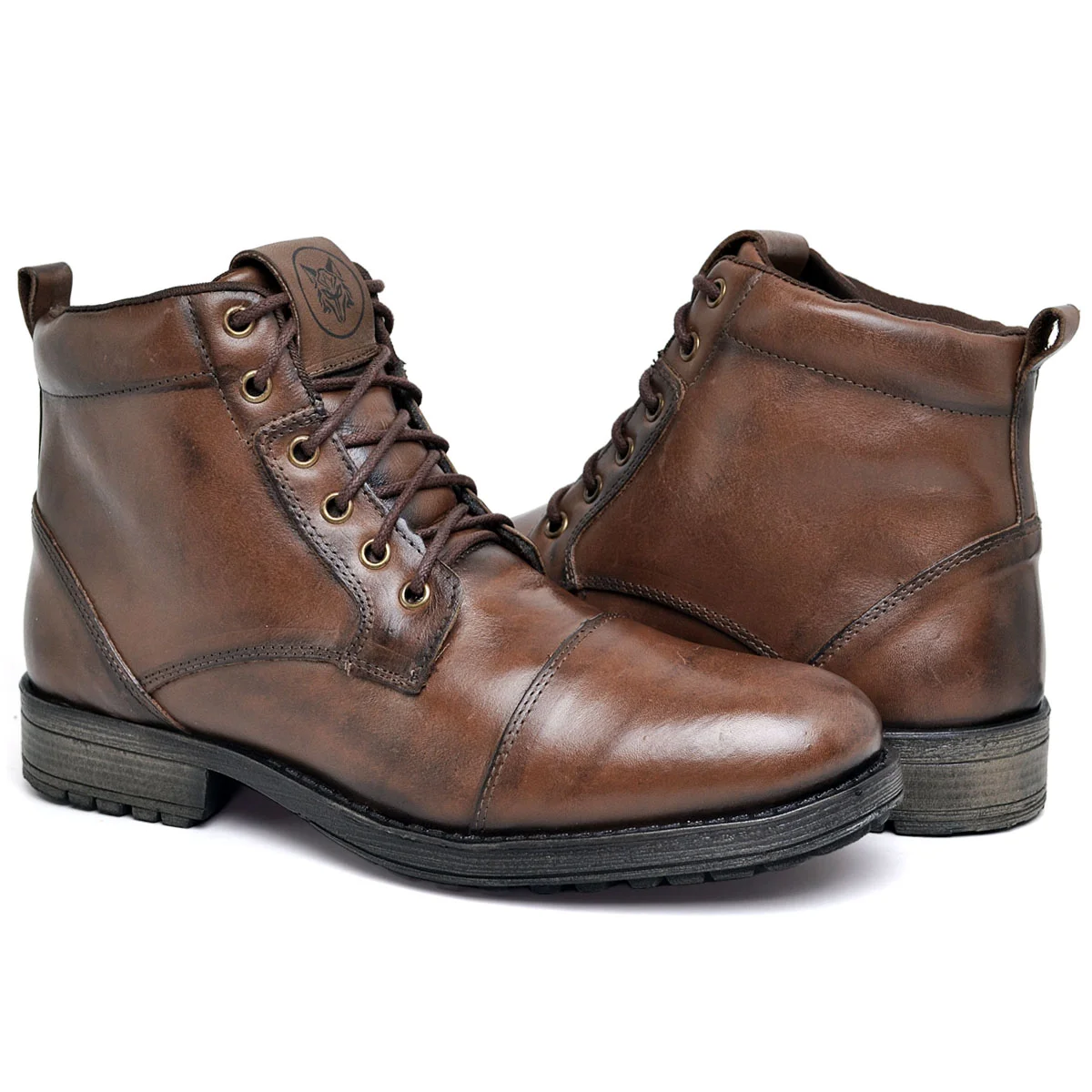 Bota Botina Coturno Masculino Couro Nobre Marrom 5
