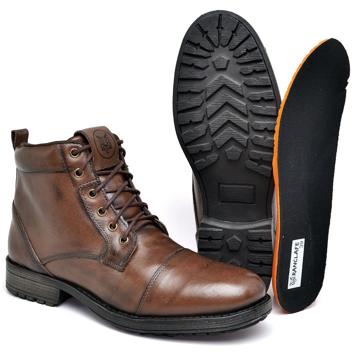 Bota Botina Coturno Masculino Couro Nobre Marrom 6