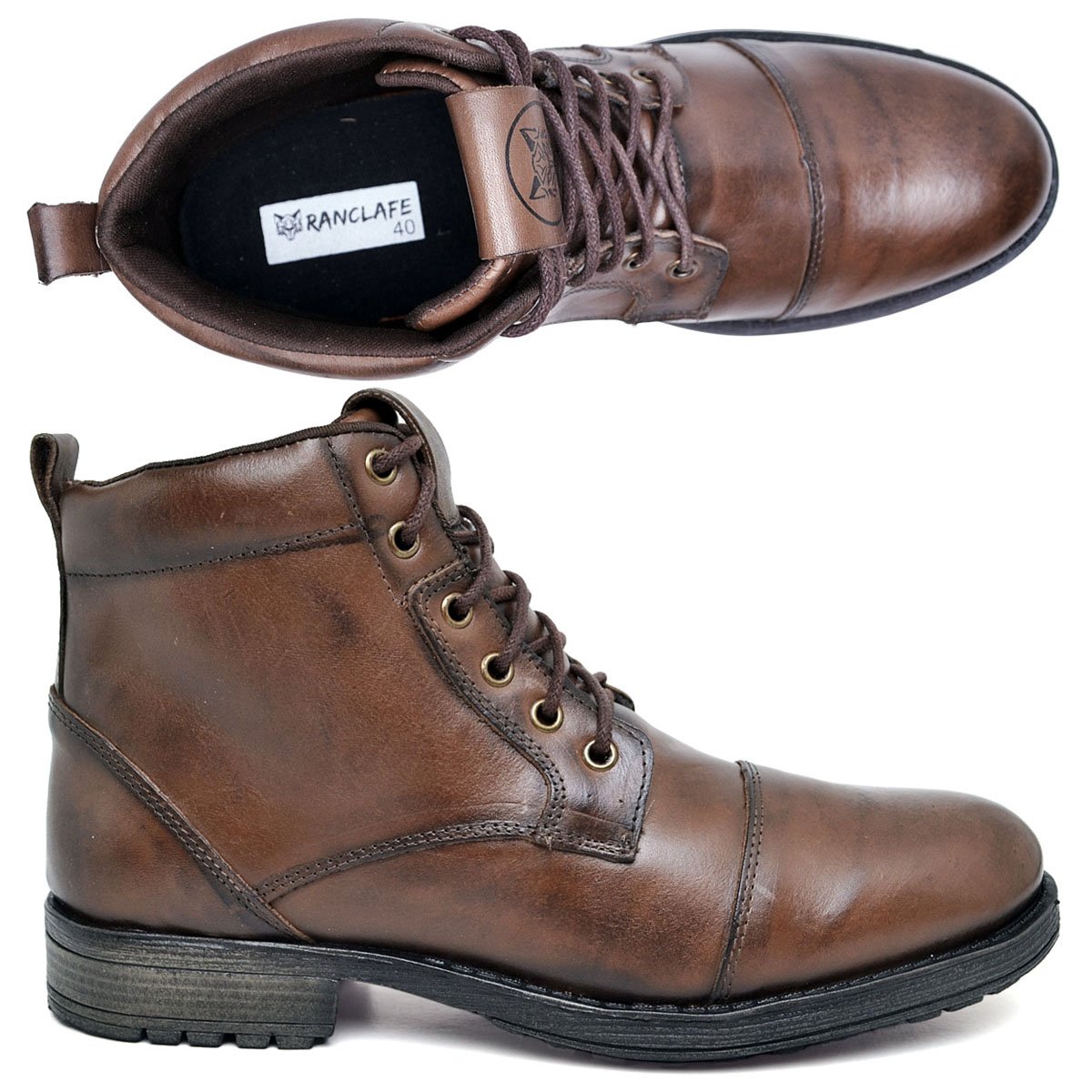 Bota Botina Coturno Masculino Couro Nobre Marrom 7