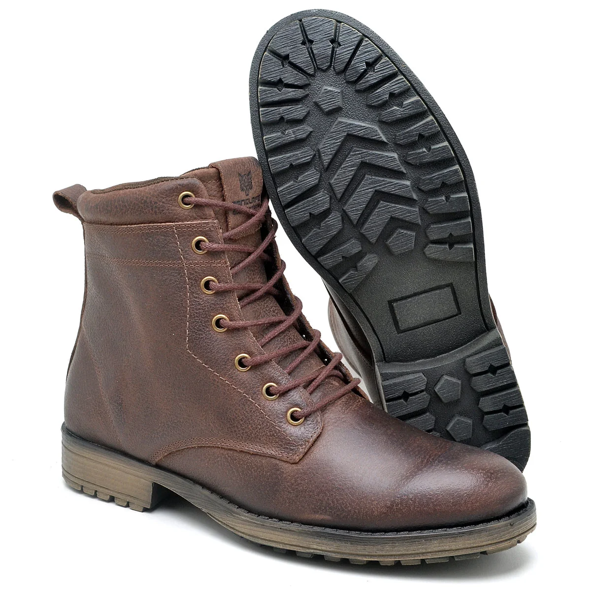 Botina Bota Coturno Masculino Couro Lactego Marrom 4