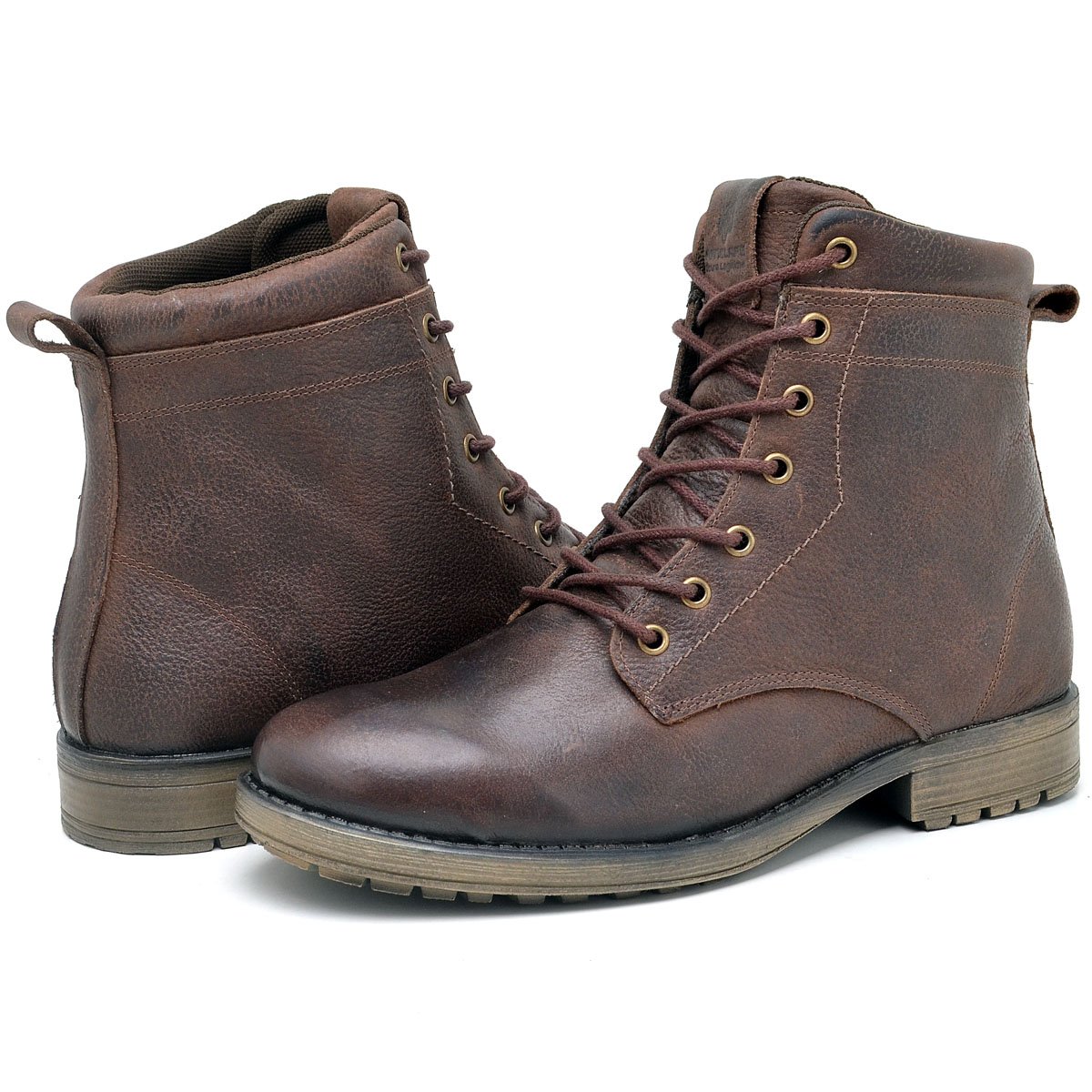 Botina Bota Coturno Masculino Couro Lactego Marrom 5