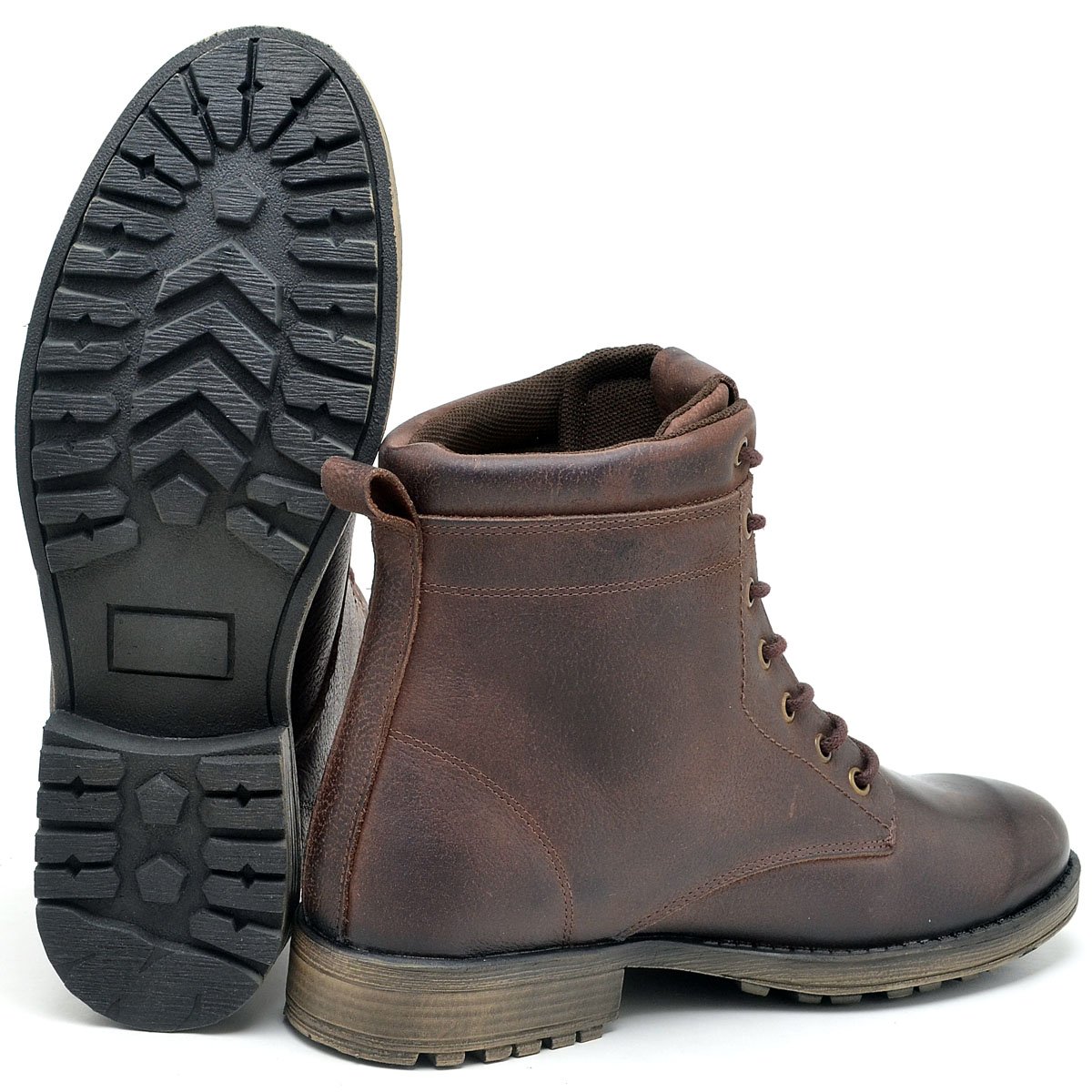 Botina Bota Coturno Masculino Couro Lactego Marrom 6