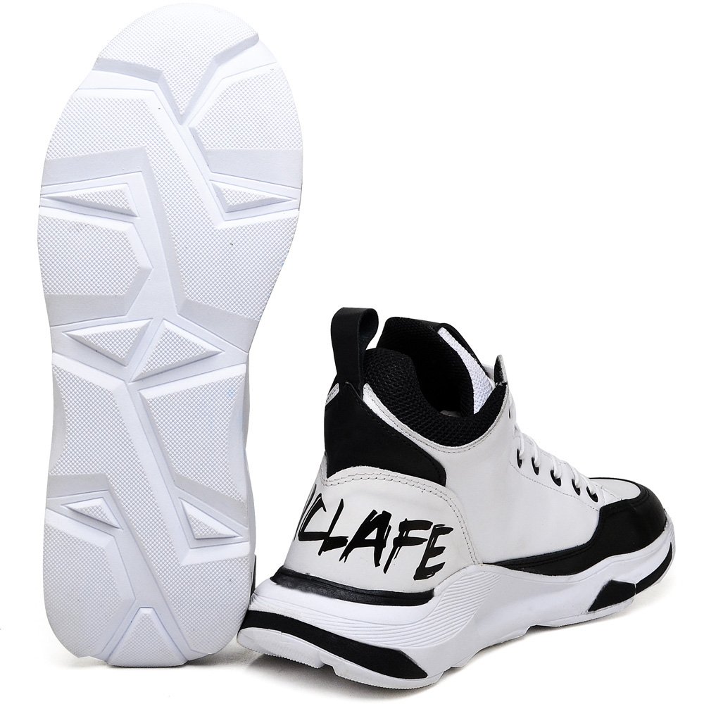 Tênis Basketball Couro Napa Ranclafe Cano Alto Confortavel Branco/Preto 6