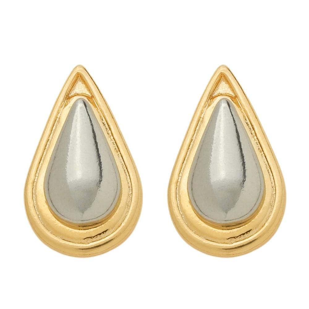 Brinco Dourado e Prateado Formato Gota Dourado 1