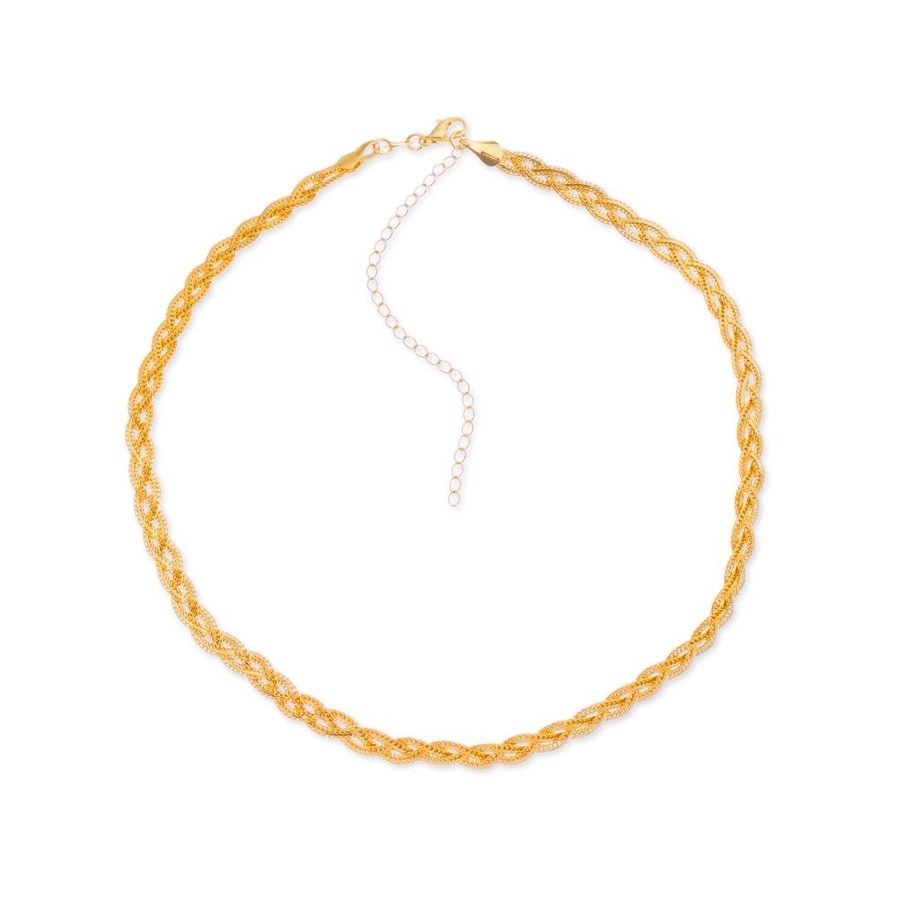 Colar Dourado Chocker Trançada Dourado 1