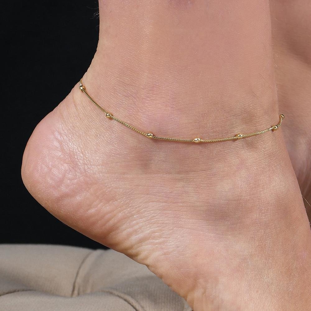 Tornozeleira Dourada de Bolinhas Dourado 2