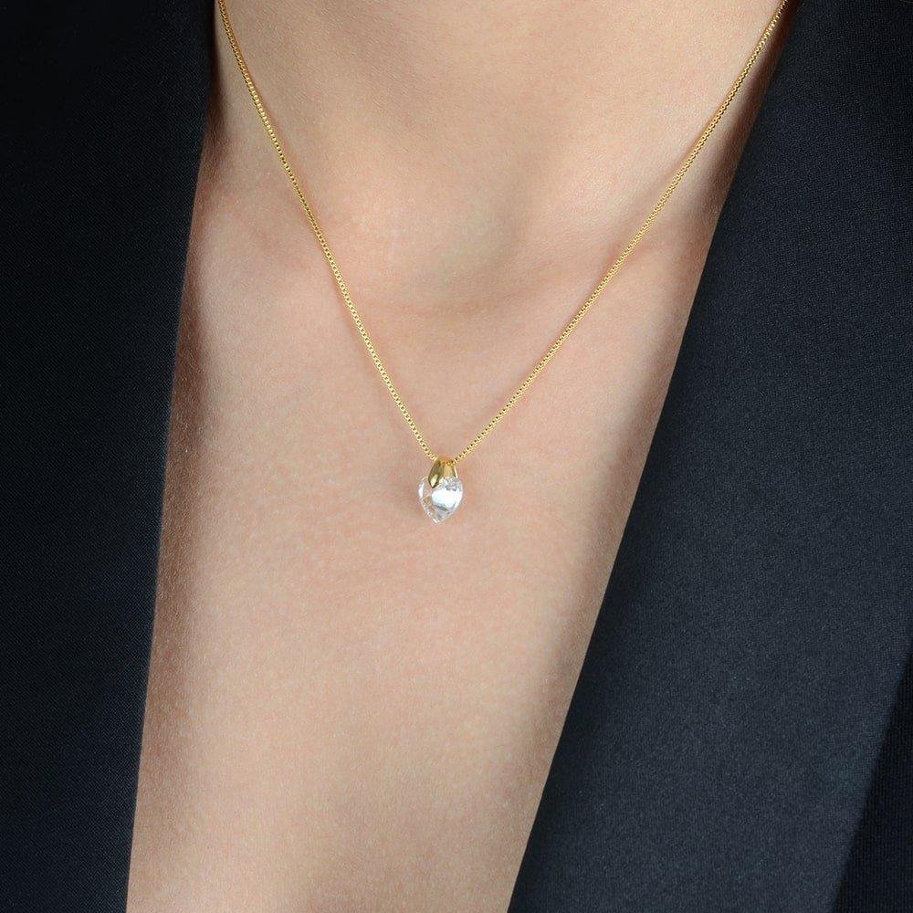 Colar Dourado de Coração em Cristal Dourado 2