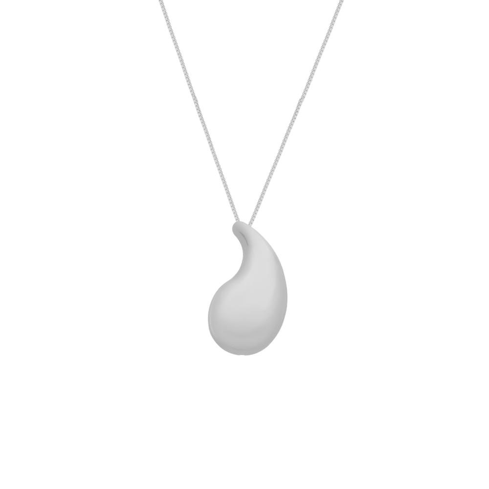 Colar Prateado de Gota Curvada Prata 1
