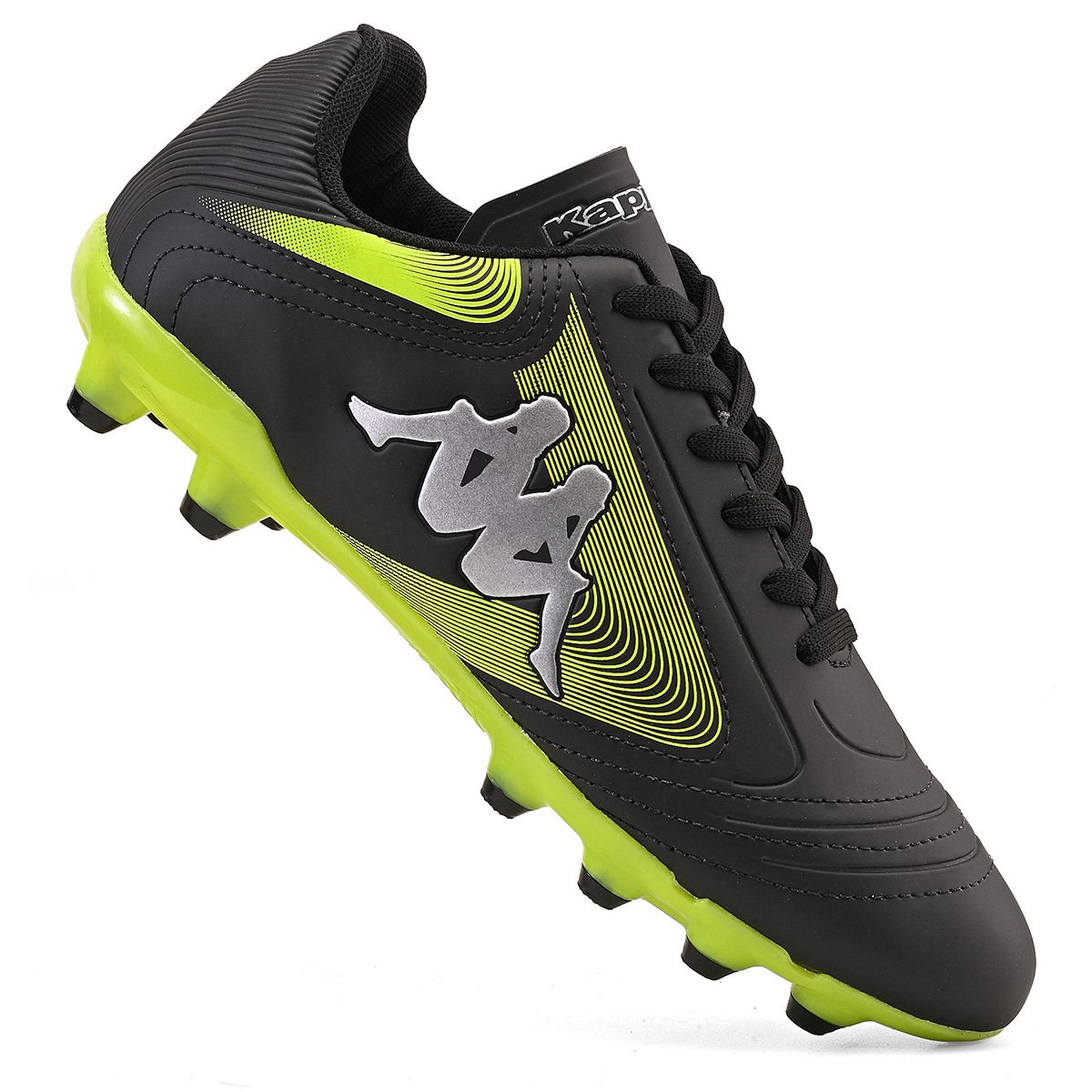 Chuteira Kappa Napoli Campo Masculino Preto/Amarelo Limão 2