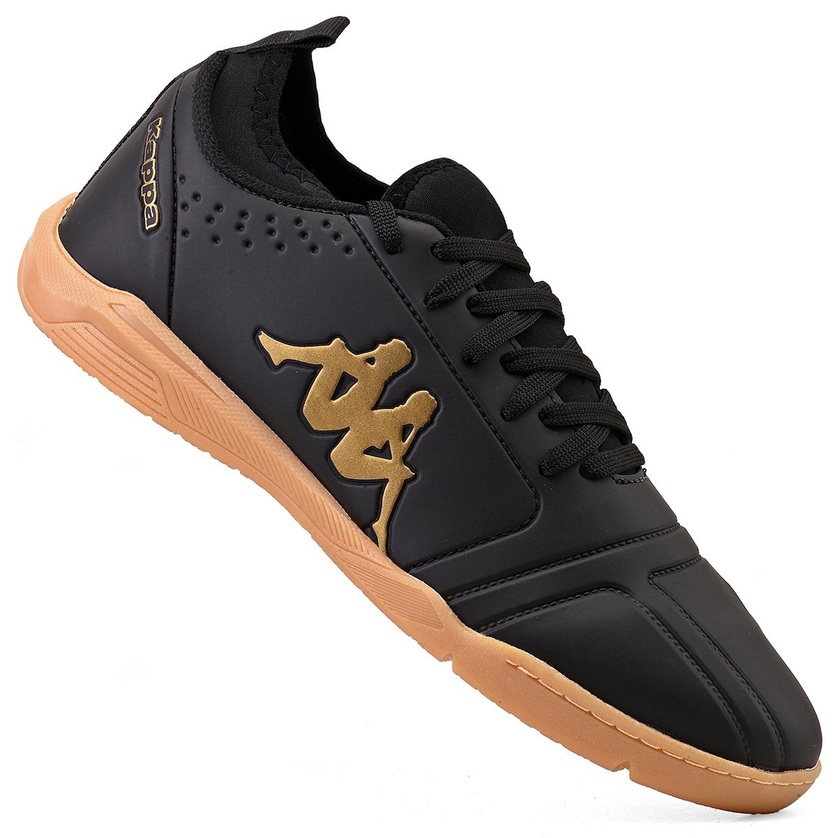 Chuteira Kappa Milan II Futsal Masculino Preto/Dourado 2