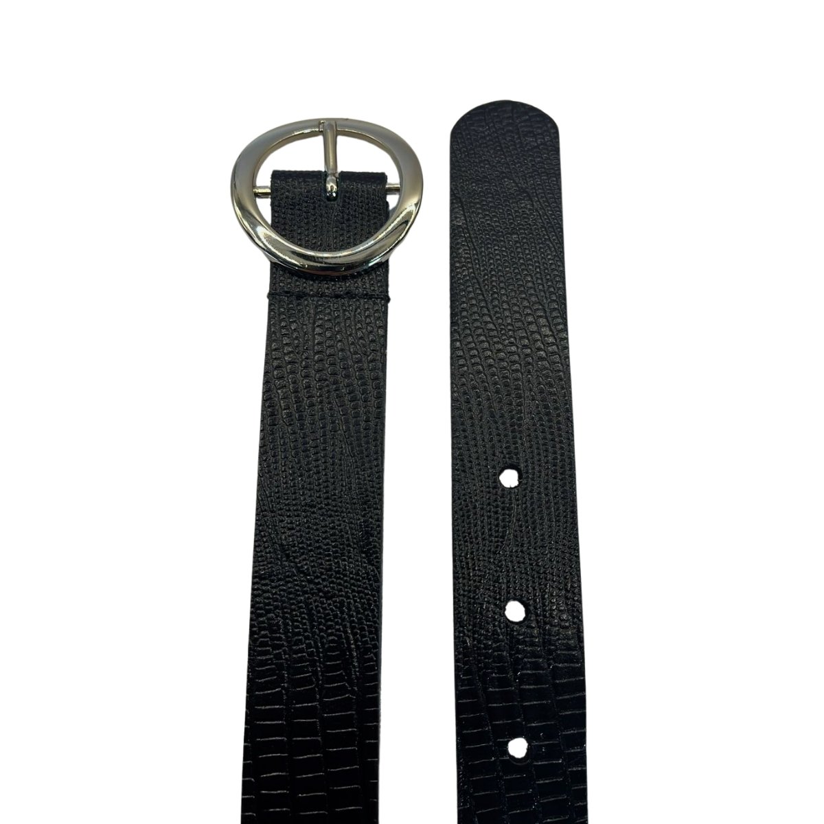 Cinto Feminino de Couro Legitimo com Fivela Redonda Niquel 2 cm de Largura Lezar Preto 3