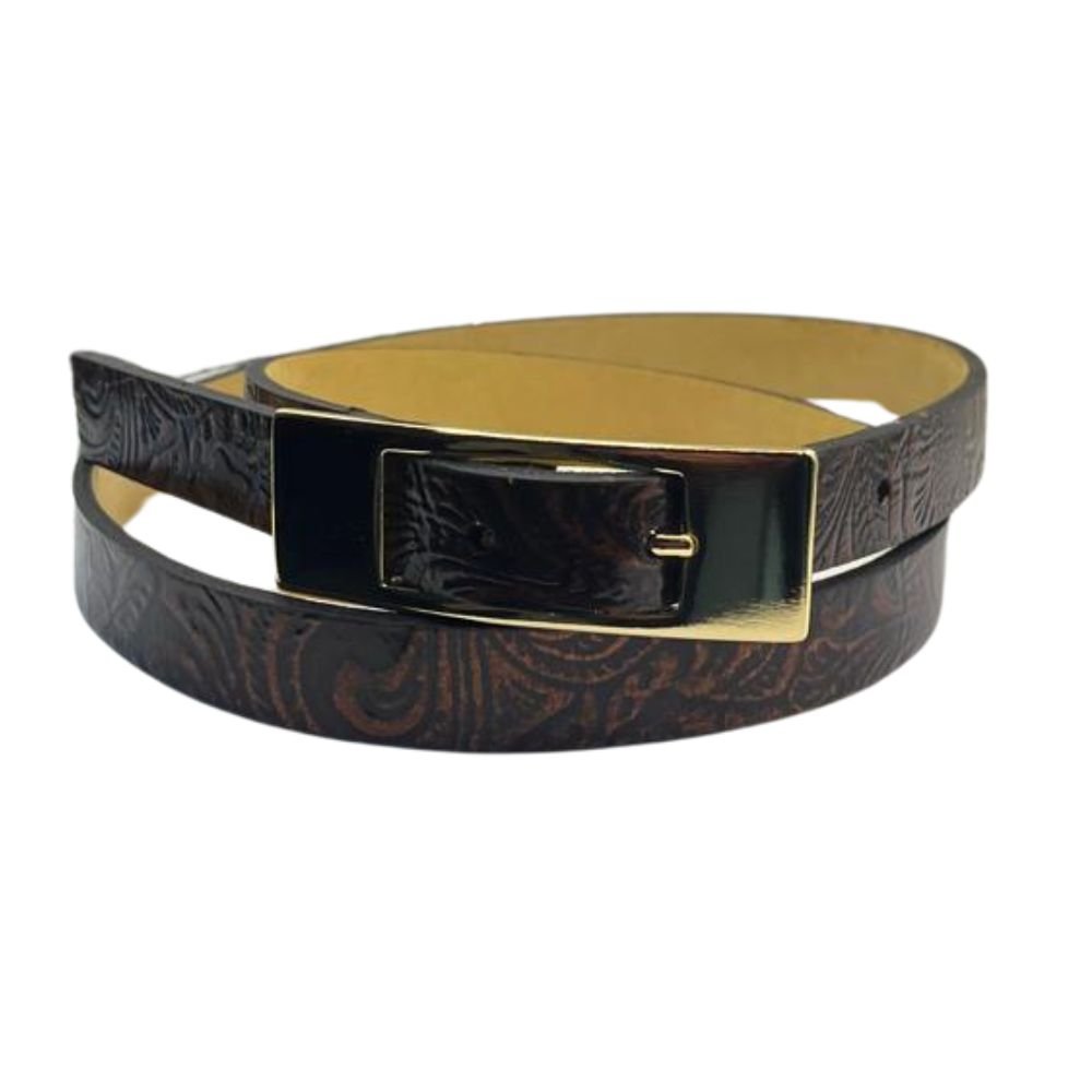 Cinto Feminino de Couro Legitimo Damasco 2 cm de Largura Fivela Dourada Damasco 1