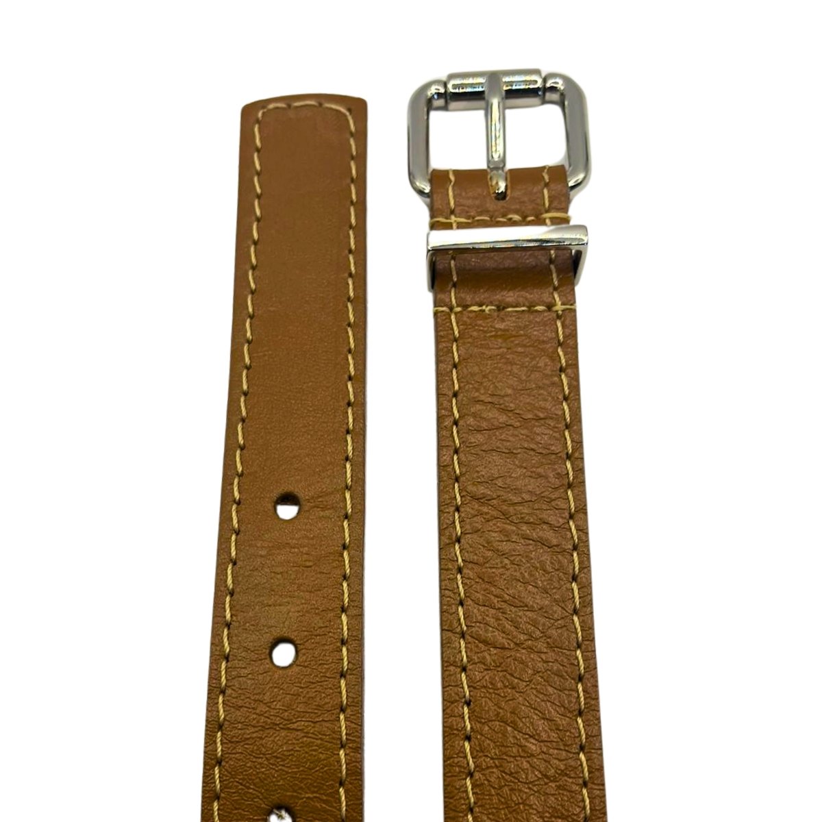Cinto Feminino de Couro Caramelo Fivela Quadrada Rolete e Passante Niquel 2 cm de Largura Avelã 3