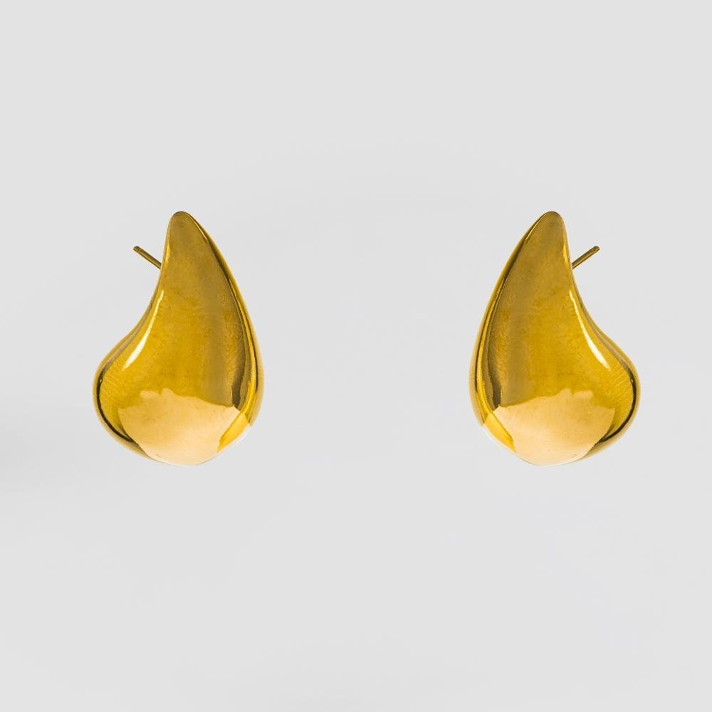 Brinco Gota Lisa 14x25mm Ouro Dourado 6