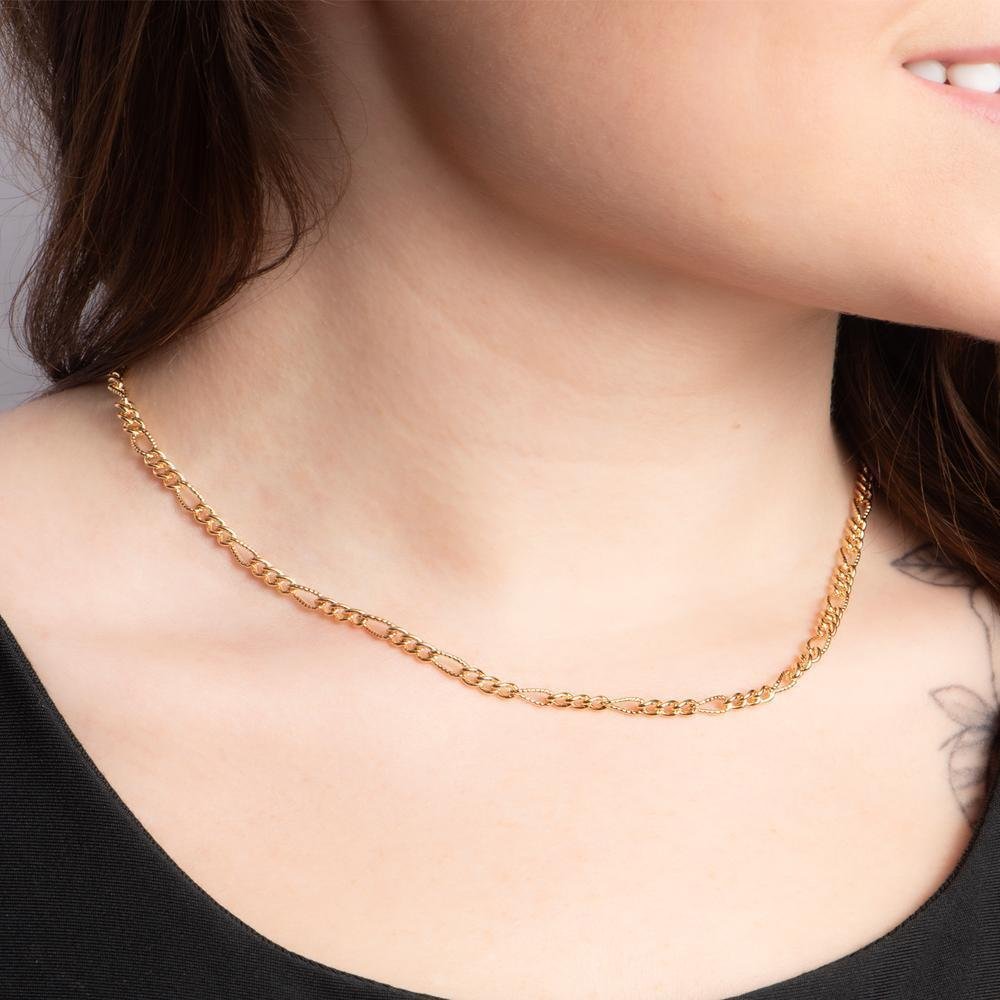 Colar Elo 3x1 Diamantado 45cm Ouro Dourado 2