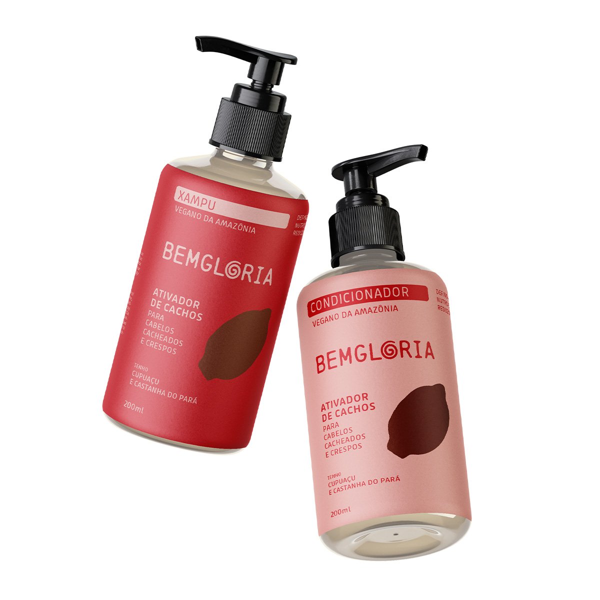 Kit Shampoo e Condicionador para cabelos Cacheados e Crespos - Bemgloria 250ml