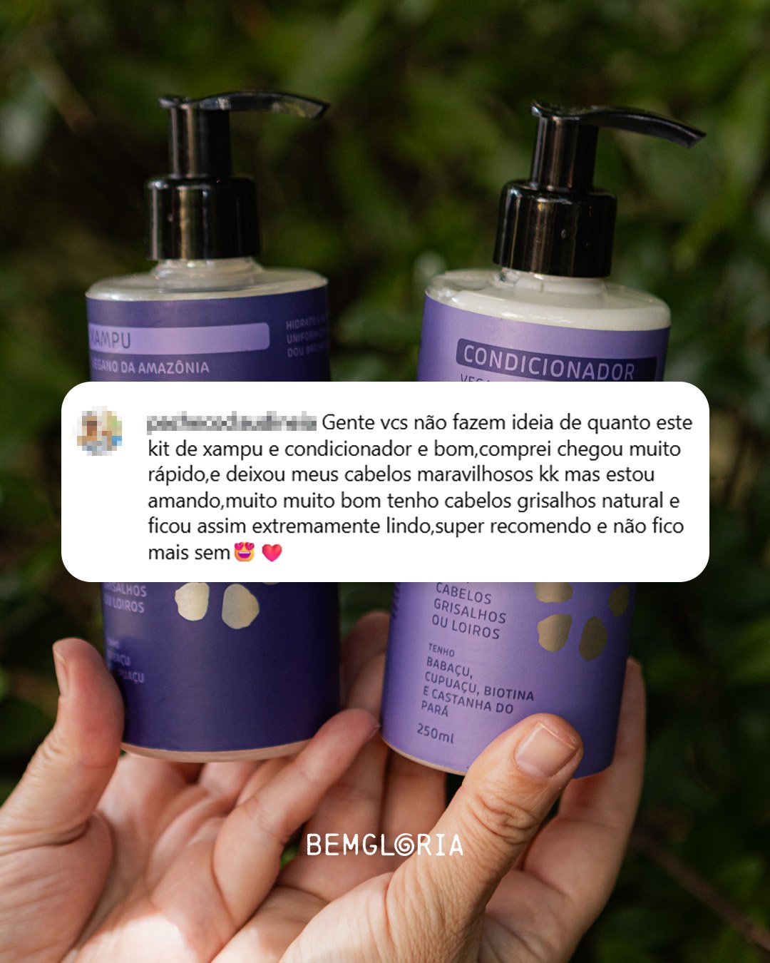 Kit Shampoo e Condicionador para cabelos Grisalhos, Loiros ou Brancos - Bemgloria 250ml ÚNICO 3